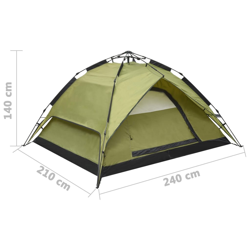 Pop-Up Camping Tent 2-3 Person 240x210x140 cm Green